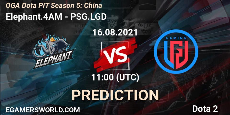 Elephant.4AM vs PSG.LGD: Match Prediction. 16.08.2021 at 10:02, Dota 2, OGA Dota PIT Season 5: China