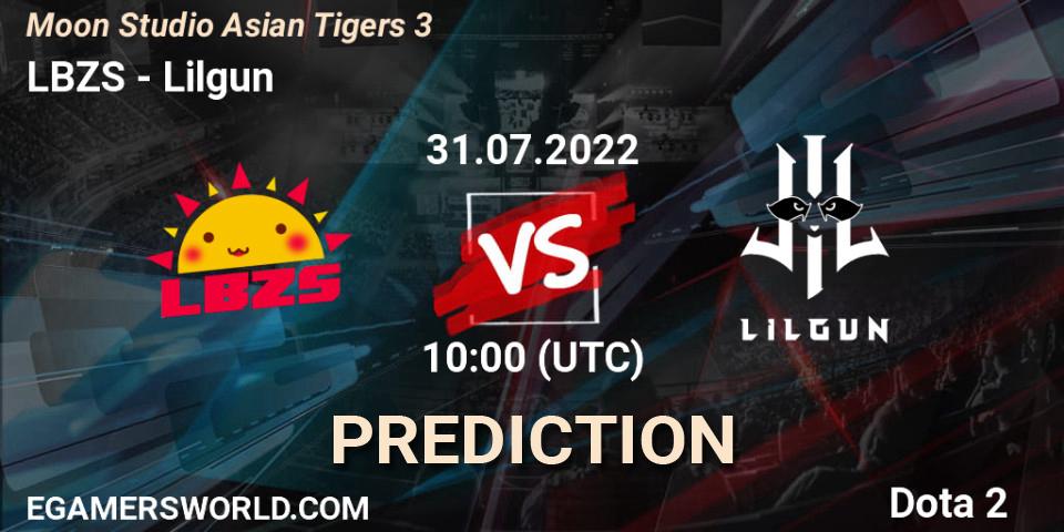 LBZS vs Lilgun: Match Prediction. 31.07.2022 at 10:27, Dota 2, Moon Studio Asian Tigers 3