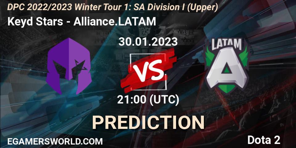 Keyd Stars vs Alliance.LATAM: Match Prediction. 30.01.2023 at 21:05, Dota 2, DPC 2022/2023 Winter Tour 1: SA Division I (Upper) 