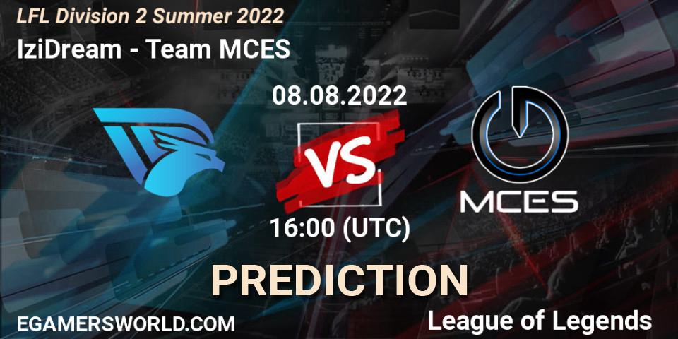 IziDream vs Team MCES: Match Prediction. 08.08.22, LoL, LFL Division 2 Summer 2022