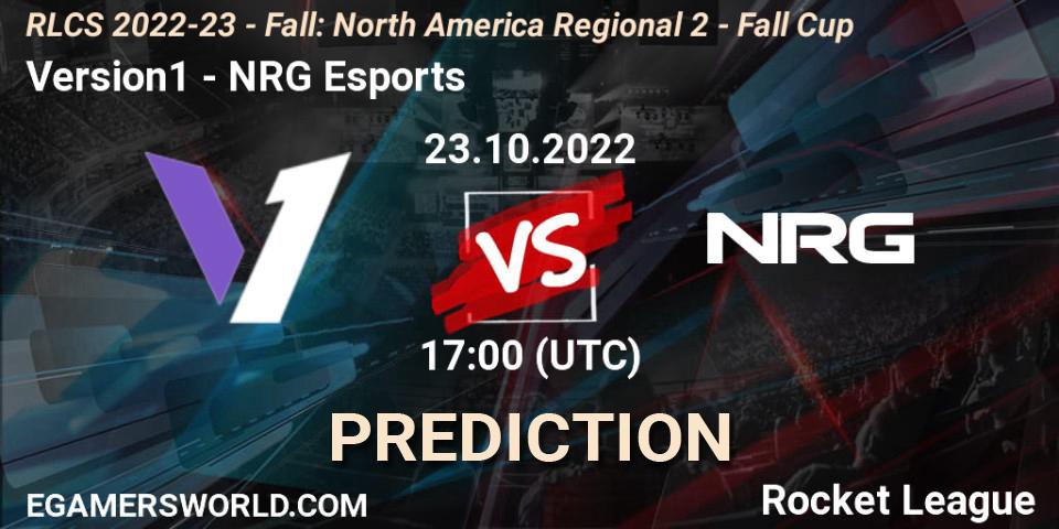 Version1 vs NRG Esports: Match Prediction. 23.10.2022 at 17:00, Rocket League, RLCS 2022-23 - Fall: North America Regional 2 - Fall Cup