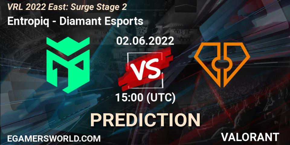 Entropiq vs Diamant Esports: Match Prediction. 02.06.2022 at 18:45, VALORANT, VRL 2022 East: Surge Stage 2