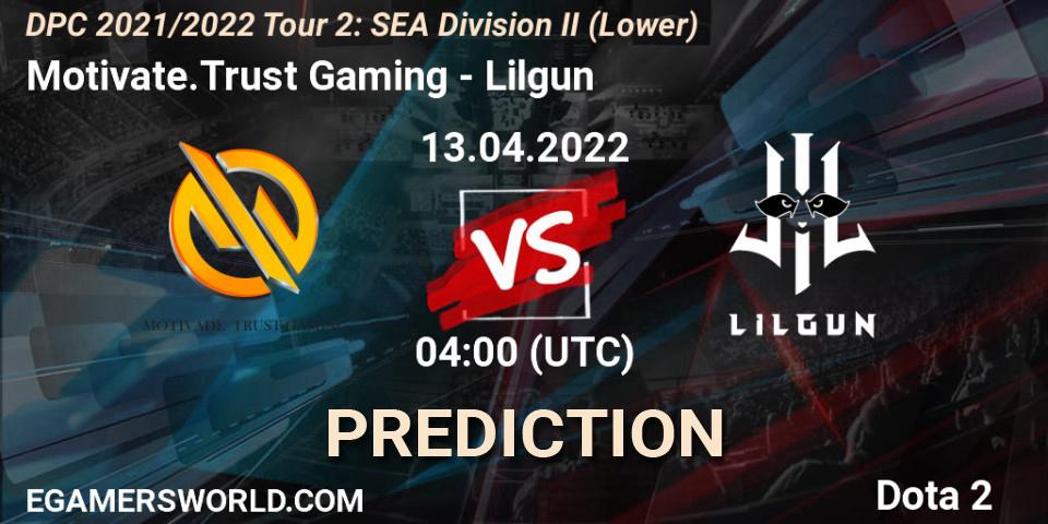 Motivate.Trust Gaming vs Lilgun: Match Prediction. 13.04.2022 at 04:01, Dota 2, DPC 2021/2022 Tour 2: SEA Division II (Lower)
