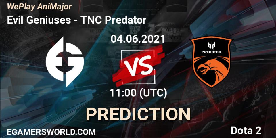 Evil Geniuses vs TNC Predator: Match Prediction. 04.06.21, Dota 2, WePlay AniMajor 2021