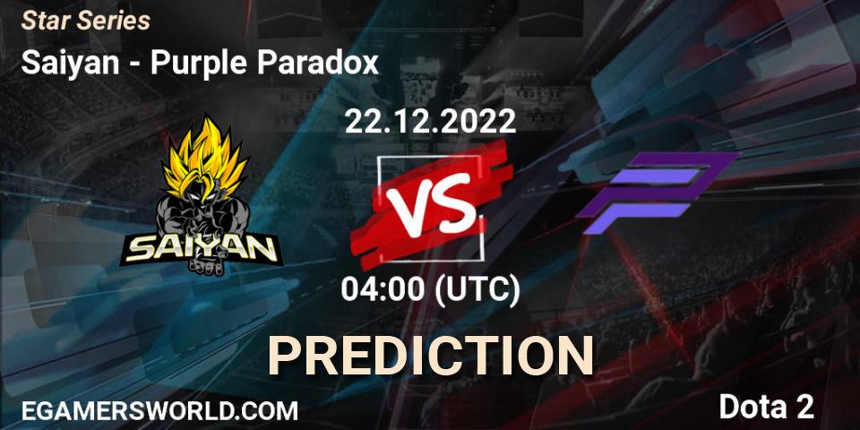 Saiyan vs Purple Paradox: Match Prediction. 22.12.2022 at 04:00, Dota 2, Star Series