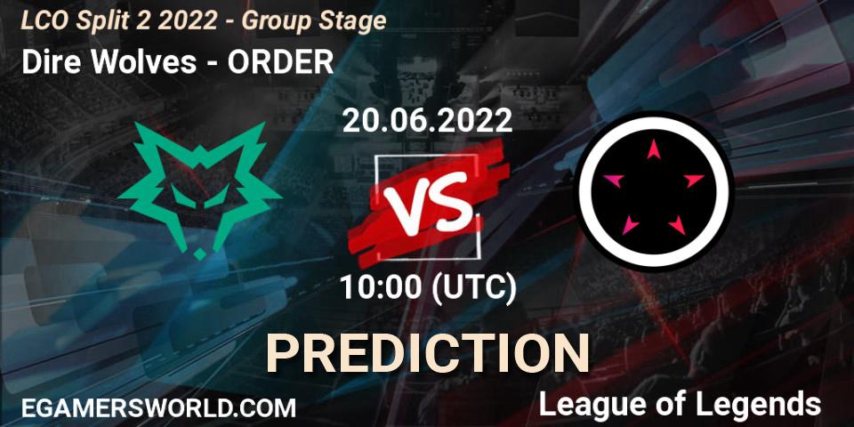 Dire Wolves vs ORDER: Match Prediction. 20.06.2022 at 10:00, LoL, LCO Split 2 2022 - Group Stage
