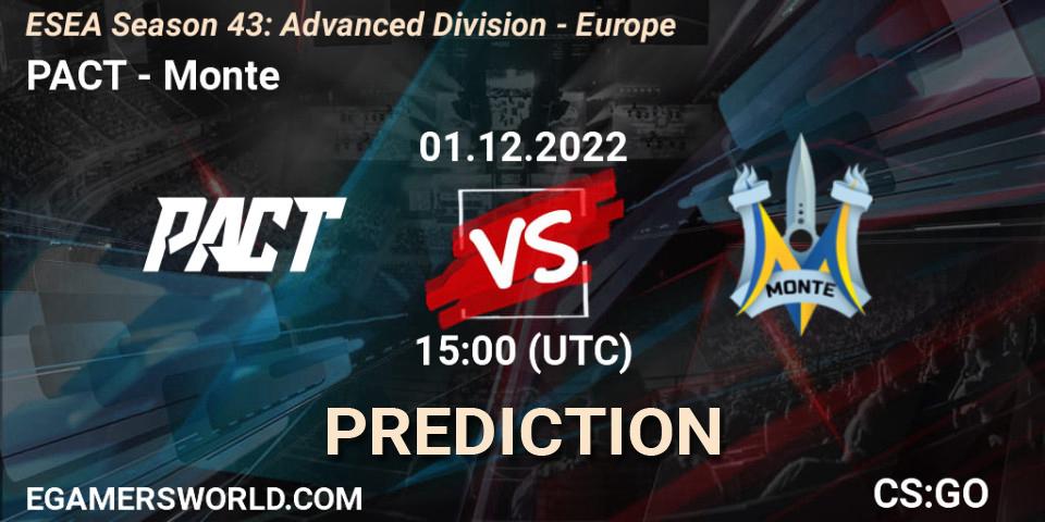 PACT vs Monte: Match Prediction. 01.12.22, CS2 (CS:GO), ESEA Season 43: Advanced Division - Europe