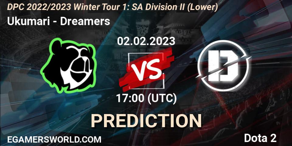 Ukumari vs Dreamers: Match Prediction. 02.02.23, Dota 2, DPC 2022/2023 Winter Tour 1: SA Division II (Lower)