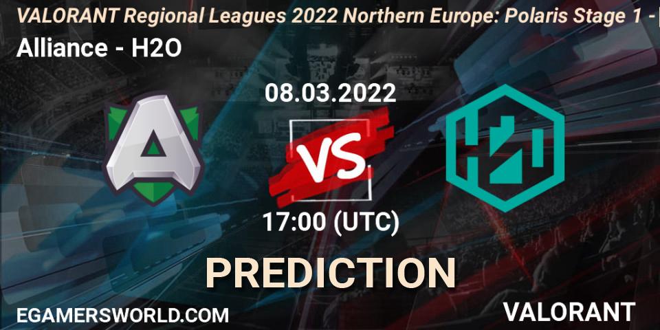 Alliance vs H2O: Match Prediction. 08.03.2022 at 17:00, VALORANT, VALORANT Regional Leagues 2022 Northern Europe: Polaris Stage 1 - Regular Season