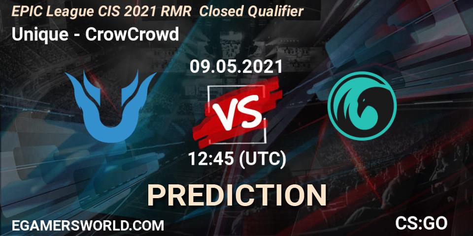 Unique vs CrowCrowd: Match Prediction. 09.05.2021 at 12:55, Counter-Strike (CS2), EPIC League CIS 2021 RMR Closed Qualifier