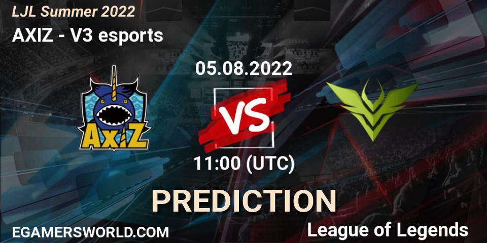 AXIZ vs V3 esports: Match Prediction. 05.08.2022 at 11:00, LoL, LJL Summer 2022