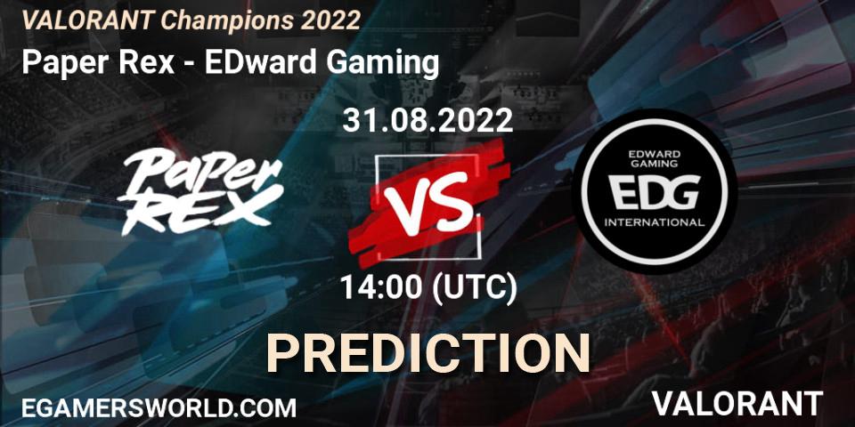 Paper Rex vs EDward Gaming: Match Prediction. 31.08.22, VALORANT, VALORANT Champions 2022