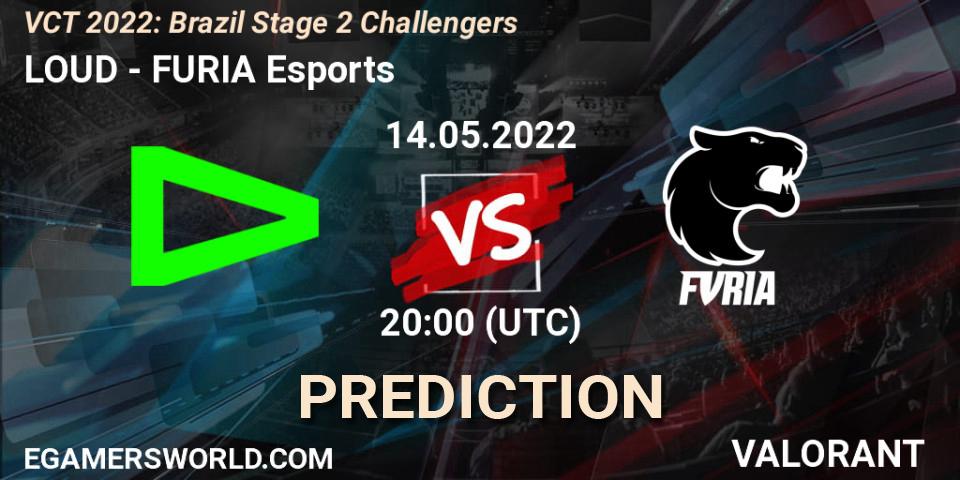 LOUD vs FURIA Esports: Match Prediction. 14.05.2022 at 20:20, VALORANT, VCT 2022: Brazil Stage 2 Challengers