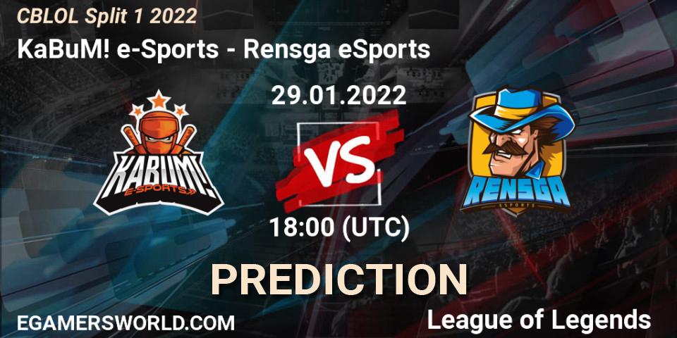 KaBuM! e-Sports vs Rensga eSports: Match Prediction. 29.01.2022 at 18:20, LoL, CBLOL Split 1 2022