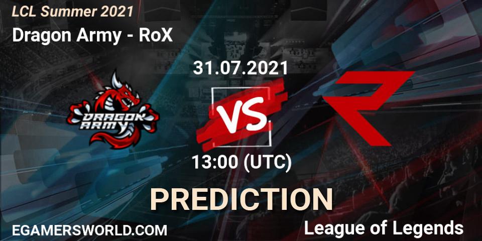 Dragon Army vs RoX: Match Prediction. 31.07.21, LoL, LCL Summer 2021