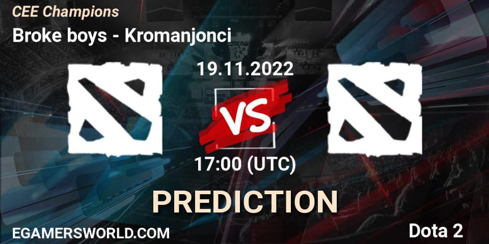 Broke boys vs Kromanjonci: Match Prediction. 19.11.2022 at 17:00, Dota 2, CEE Champions