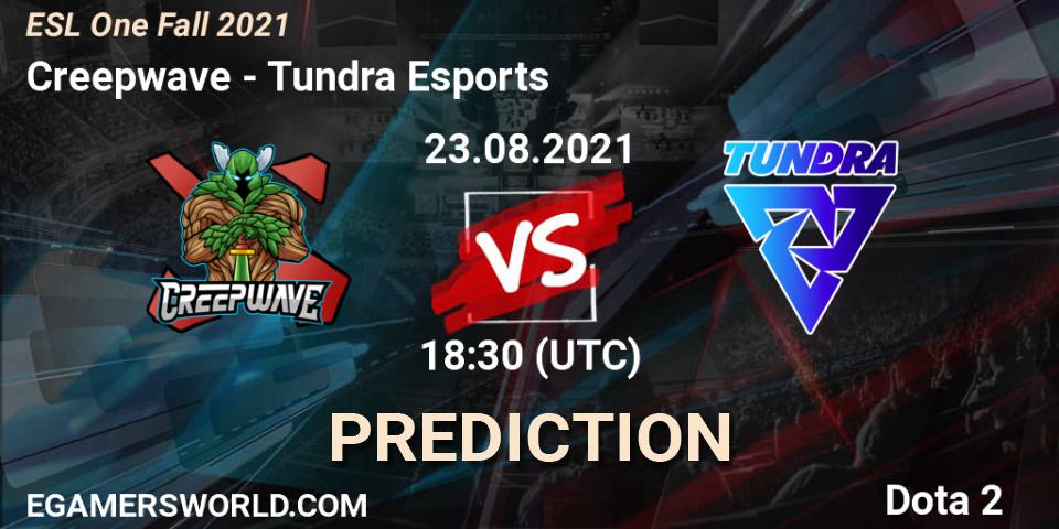 Creepwave vs Tundra Esports: Match Prediction. 24.08.2021 at 18:30, Dota 2, ESL One Fall 2021