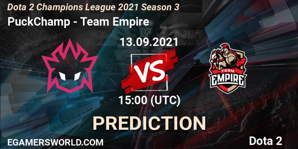 PuckChamp vs Team Empire: Match Prediction. 13.09.2021 at 15:01, Dota 2, Dota 2 Champions League 2021 Season 3