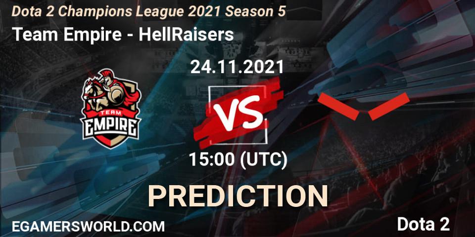 Team Empire vs HellRaisers: Match Prediction. 24.11.2021 at 15:00, Dota 2, Dota 2 Champions League 2021 Season 5