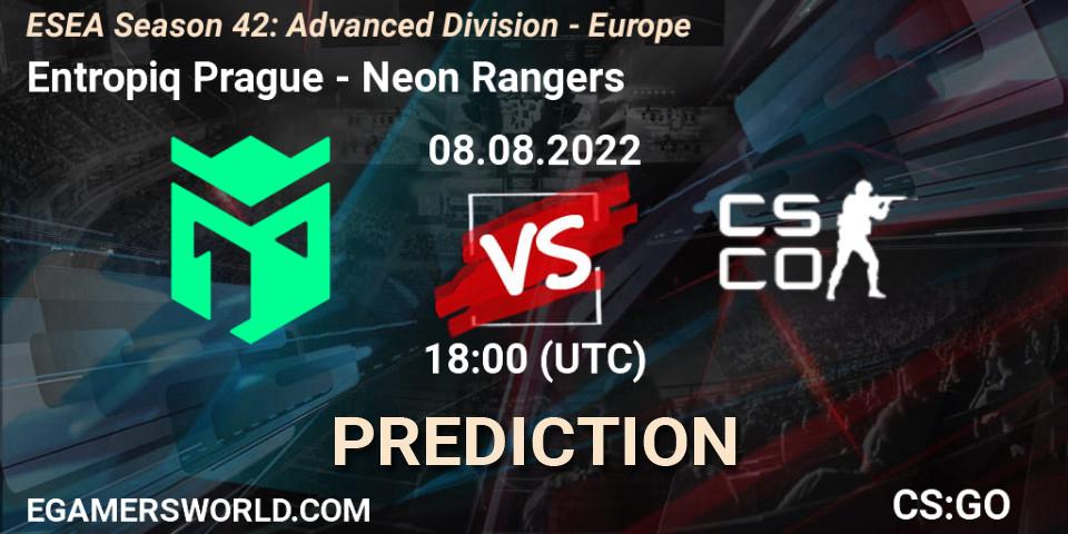 Entropiq Prague vs Neon Rangers: Match Prediction. 13.09.2022 at 14:00, Counter-Strike (CS2), ESEA Season 42: Advanced Division - Europe