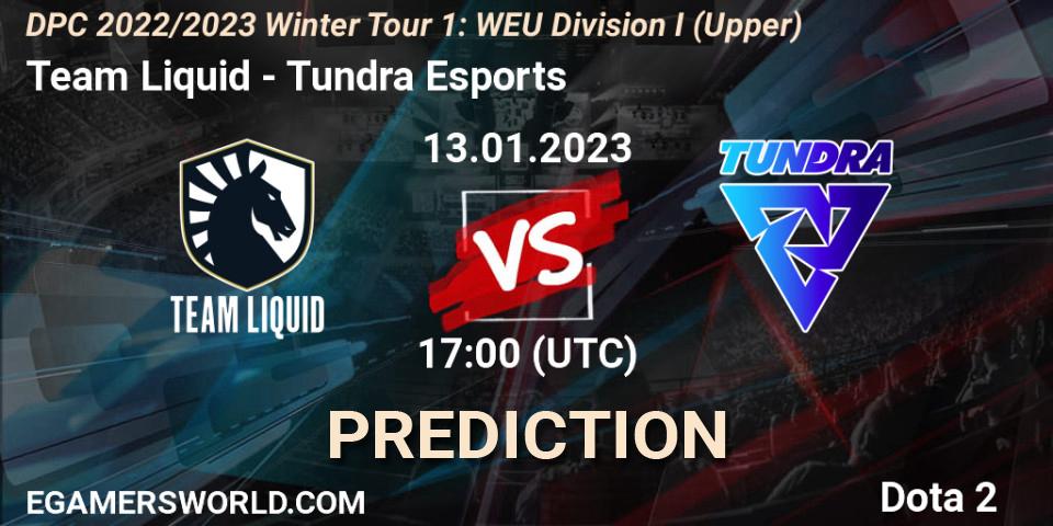 Team Liquid vs Tundra Esports: Match Prediction. 13.01.2023 at 16:55, Dota 2, DPC 2022/2023 Winter Tour 1: WEU Division I (Upper)