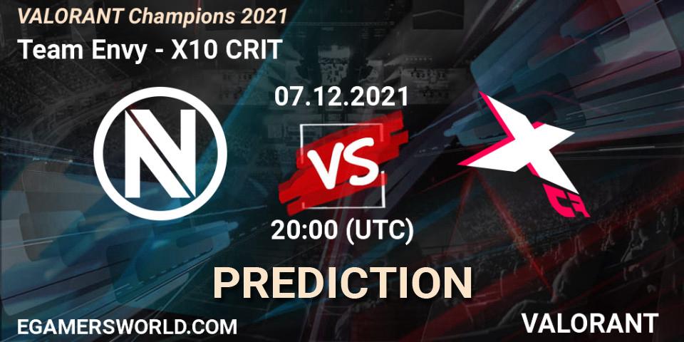 Team Envy vs X10 CRIT: Match Prediction. 07.12.2021 at 21:00, VALORANT, VALORANT Champions 2021
