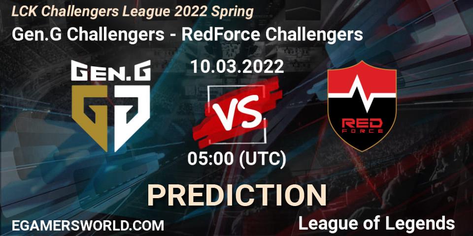Gen.G Challengers vs RedForce Challengers: Match Prediction. 10.03.2022 at 05:00, LoL, LCK Challengers League 2022 Spring
