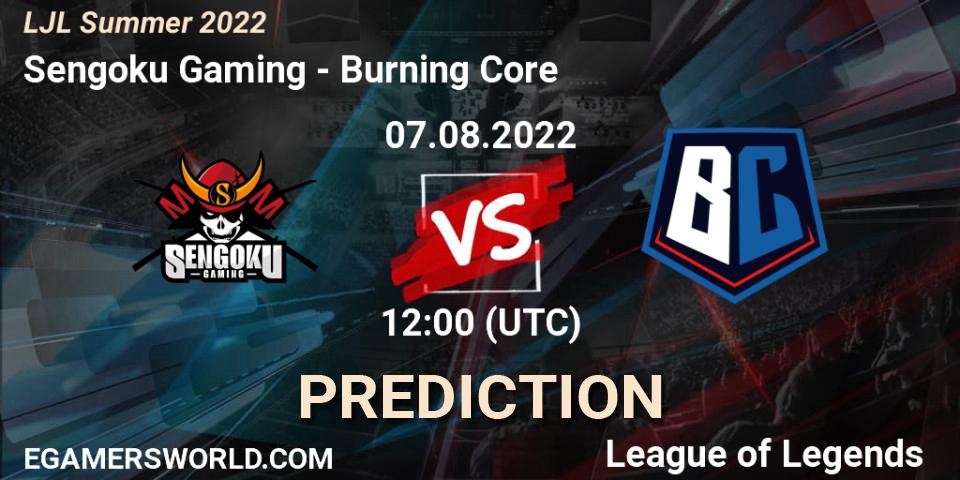 Sengoku Gaming vs Burning Core: Match Prediction. 07.08.2022 at 12:00, LoL, LJL Summer 2022