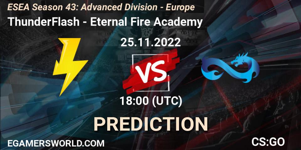 ThunderFlash vs Eternal Fire Academy: Match Prediction. 25.11.2022 at 18:00, Counter-Strike (CS2), ESEA Season 43: Advanced Division - Europe