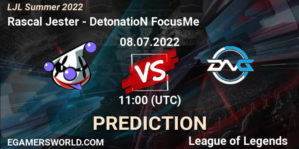 Rascal Jester vs DetonatioN FocusMe: Match Prediction. 08.07.22, LoL, LJL Summer 2022