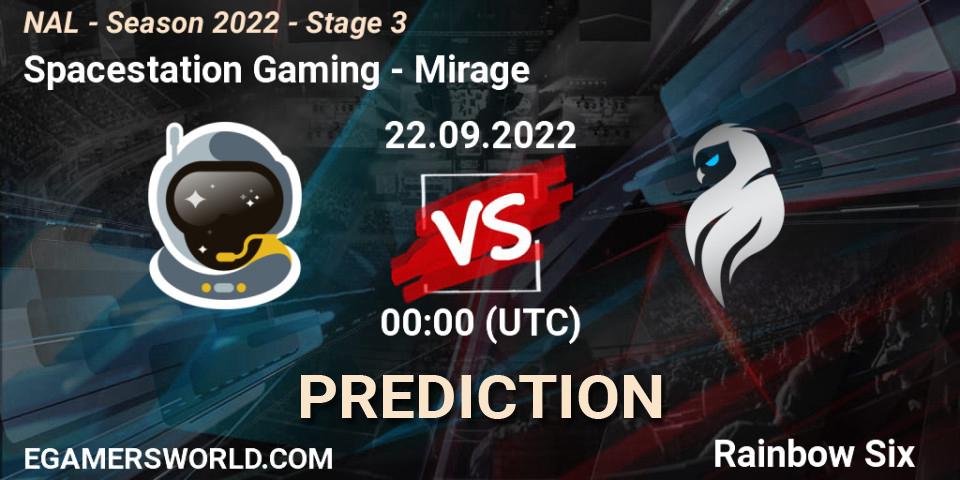 Spacestation Gaming vs Mirage: Match Prediction. 22.09.2022 at 00:00, Rainbow Six, NAL - Season 2022 - Stage 3