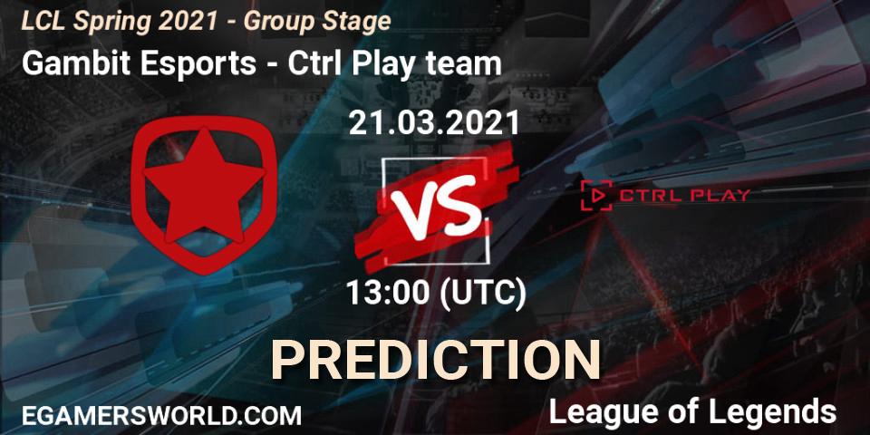 Gambit Esports vs Ctrl Play team: Match Prediction. 21.03.21, LoL, LCL Spring 2021 - Group Stage