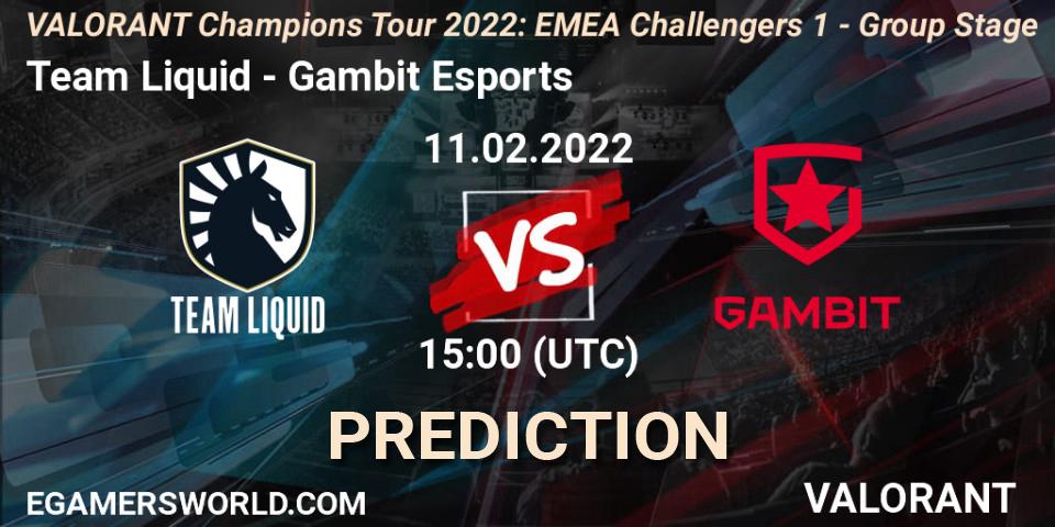 Team Liquid vs Gambit Esports: Match Prediction. 11.02.2022 at 15:00, VALORANT, VCT 2022: EMEA Challengers 1 - Group Stage