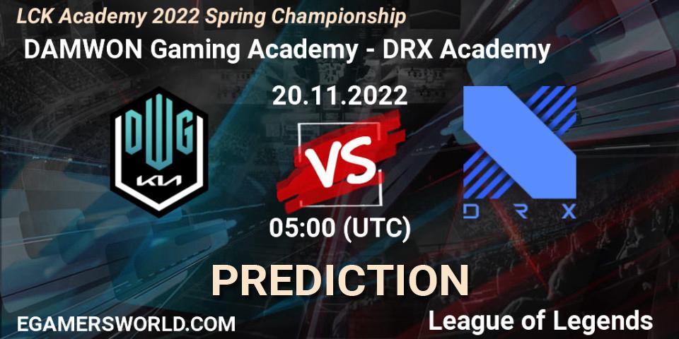  DAMWON Gaming Academy vs DRX Academy: Match Prediction. 20.11.22, LoL, LCK Academy 2022 Spring Championship
