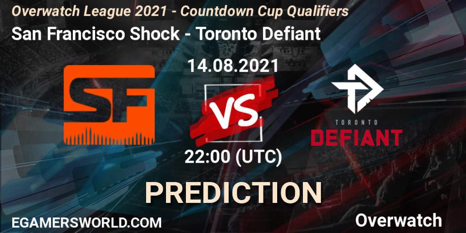 San Francisco Shock vs Toronto Defiant: Match Prediction. 14.08.2021 at 22:00, Overwatch, Overwatch League 2021 - Countdown Cup Qualifiers