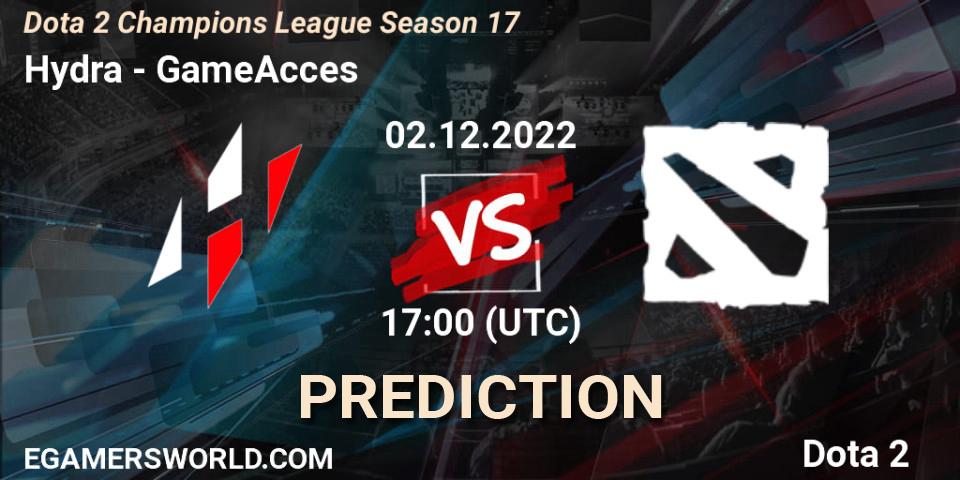 Hydra vs GameAcces: Match Prediction. 02.12.22, Dota 2, Dota 2 Champions League Season 17