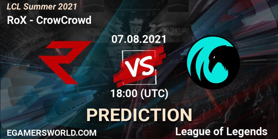 RoX vs CrowCrowd: Match Prediction. 08.08.21, LoL, LCL Summer 2021