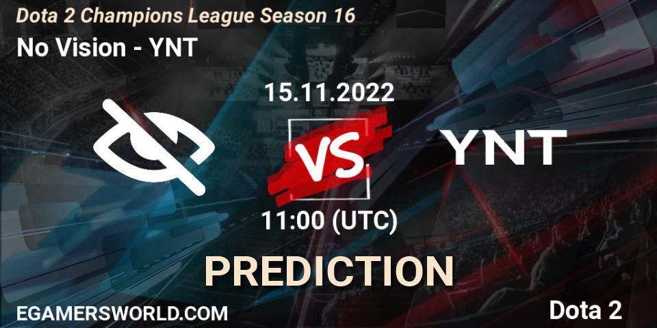 No Vision vs YNT: Match Prediction. 15.11.2022 at 11:03, Dota 2, Dota 2 Champions League Season 16
