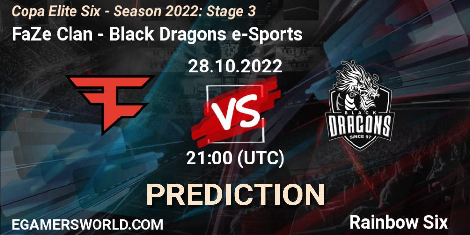 FaZe Clan vs Black Dragons e-Sports: Match Prediction. 28.10.2022 at 21:00, Rainbow Six, Copa Elite Six - Season 2022: Stage 3