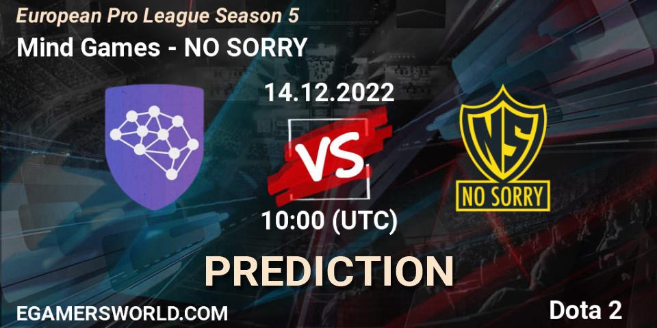 Mind Games vs NO SORRY: Match Prediction. 14.12.22, Dota 2, European Pro League Season 5