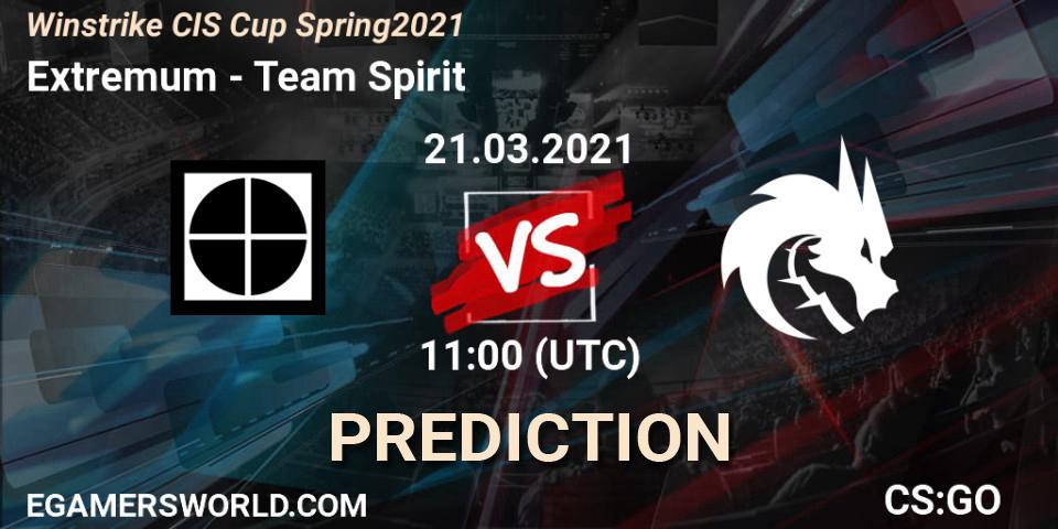 Extremum vs Team Spirit: Match Prediction. 21.03.2021 at 12:30, Counter-Strike (CS2), Winstrike CIS Cup Spring 2021