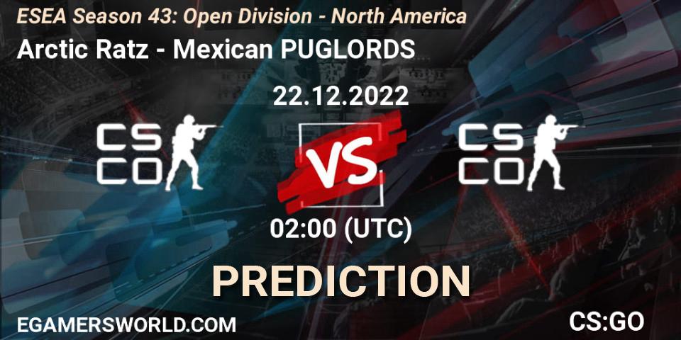 Arctic Ratz vs Mexican PUGLORDS: Match Prediction. 22.12.2022 at 02:00, Counter-Strike (CS2), ESEA Season 43: Open Division - North America