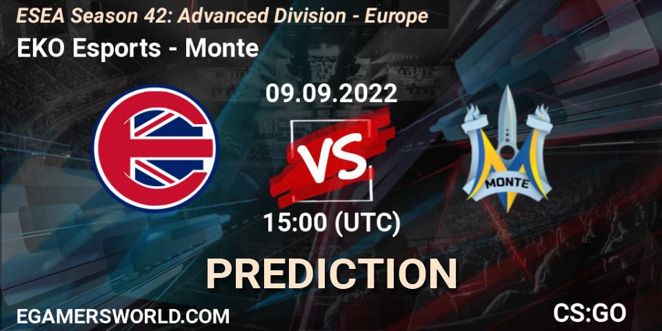 EKO Esports vs Monte: Match Prediction. 09.09.2022 at 15:00, Counter-Strike (CS2), ESEA Season 42: Advanced Division - Europe