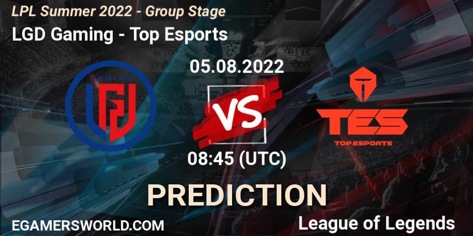 LGD Gaming vs Top Esports: Match Prediction. 05.08.22, LoL, LPL Summer 2022 - Group Stage