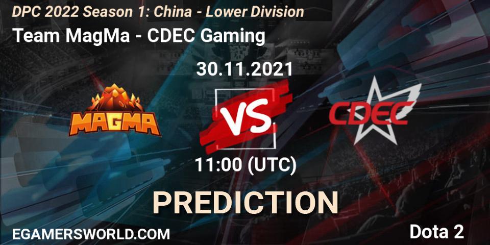 Team MagMa vs CDEC Gaming: Match Prediction. 30.11.2021 at 11:45, Dota 2, DPC 2022 Season 1: China - Lower Division