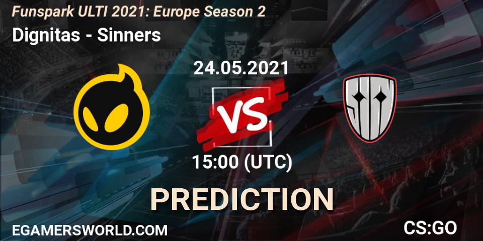 Dignitas vs Sinners: Match Prediction. 24.05.2021 at 15:00, Counter-Strike (CS2), Funspark ULTI 2021: Europe Season 2