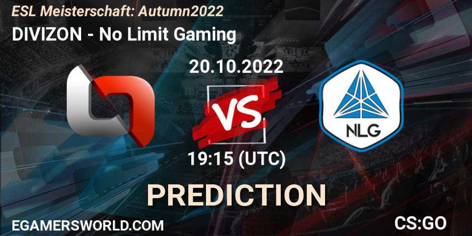 DIVIZON vs No Limit Gaming: Match Prediction. 20.10.2022 at 19:15, Counter-Strike (CS2), ESL Meisterschaft: Autumn 2022
