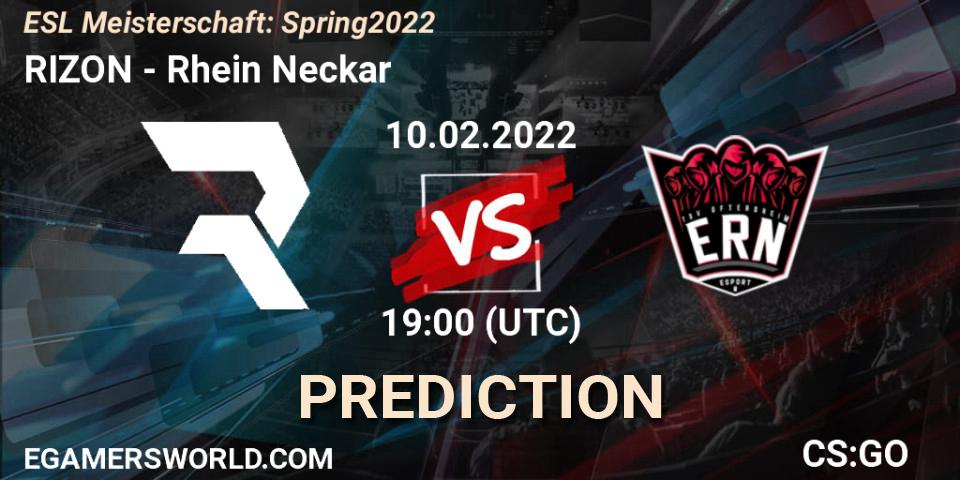 RIZON vs Rhein Neckar: Match Prediction. 10.02.2022 at 19:00, Counter-Strike (CS2), ESL Meisterschaft: Spring 2022