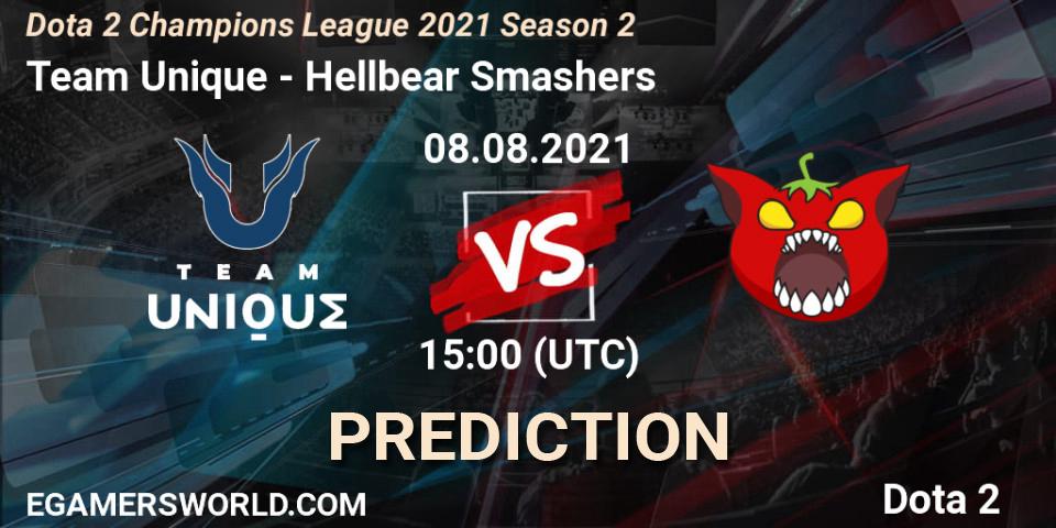 Team Unique vs Hellbear Smashers: Match Prediction. 08.08.2021 at 15:00, Dota 2, Dota 2 Champions League 2021 Season 2