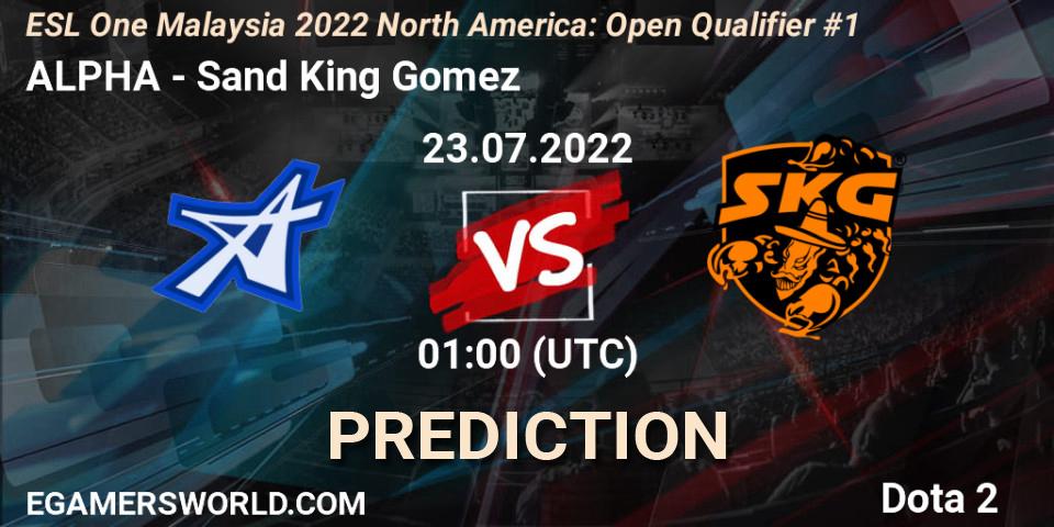 ALPHA vs Sand King Gomez: Match Prediction. 23.07.2022 at 01:09, Dota 2, ESL One Malaysia 2022 North America: Open Qualifier #1